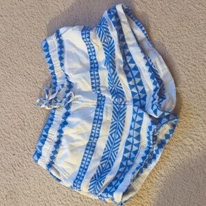 Aerie Blue & White Bohemian Festival Pull On Stretch Waist Shorts Size Small
